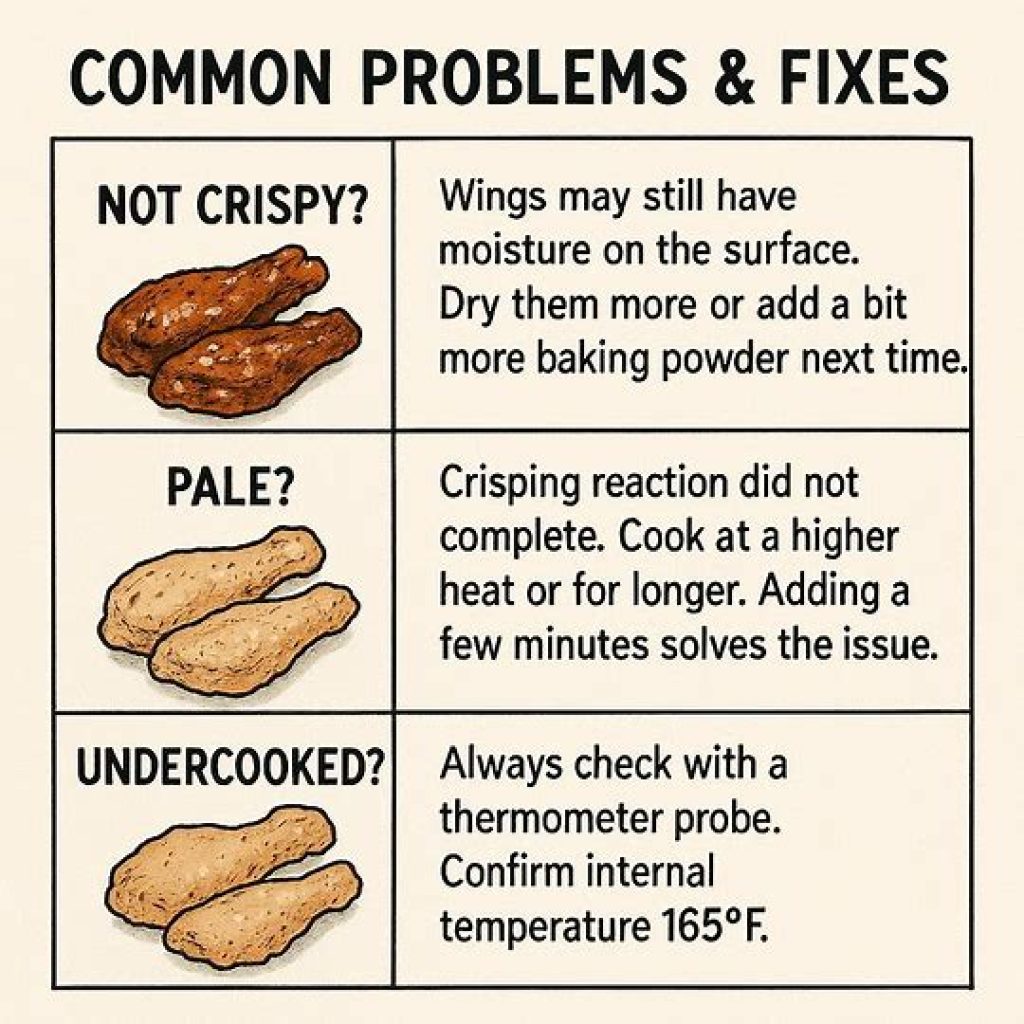 Chicken wings in an air fryer showing uneven browning and sticking issues.