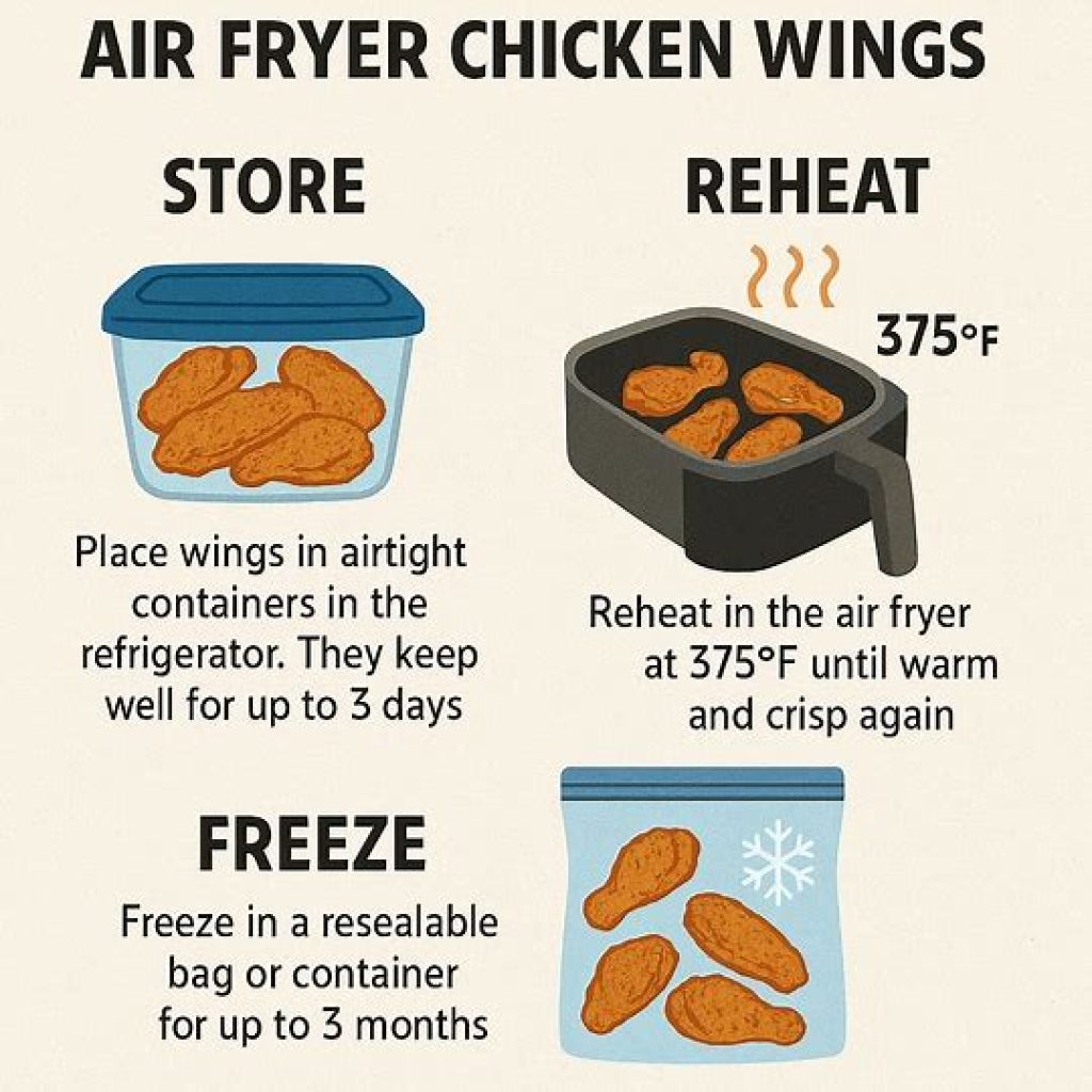Leftover chicken wings stored in an airtight container before refrigeration.