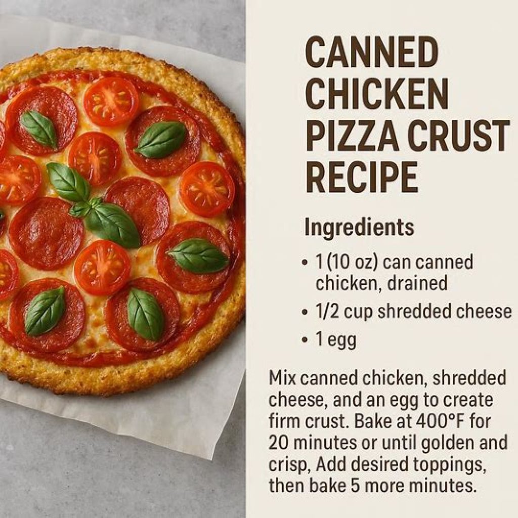 Canned chicken crust pizza baked to perfection, crispy outside and soft inside with melted cheese and ranch topping.