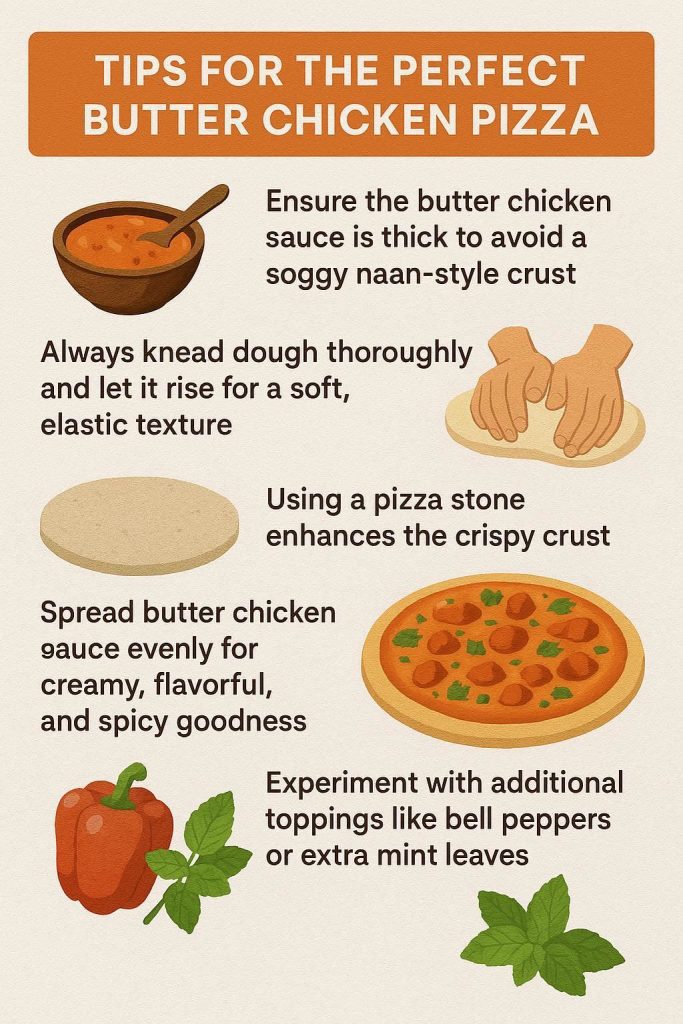Close-up of crispy butter chicken pizza slice showing creamy sauce, melted cheese, and perfect crust texture.