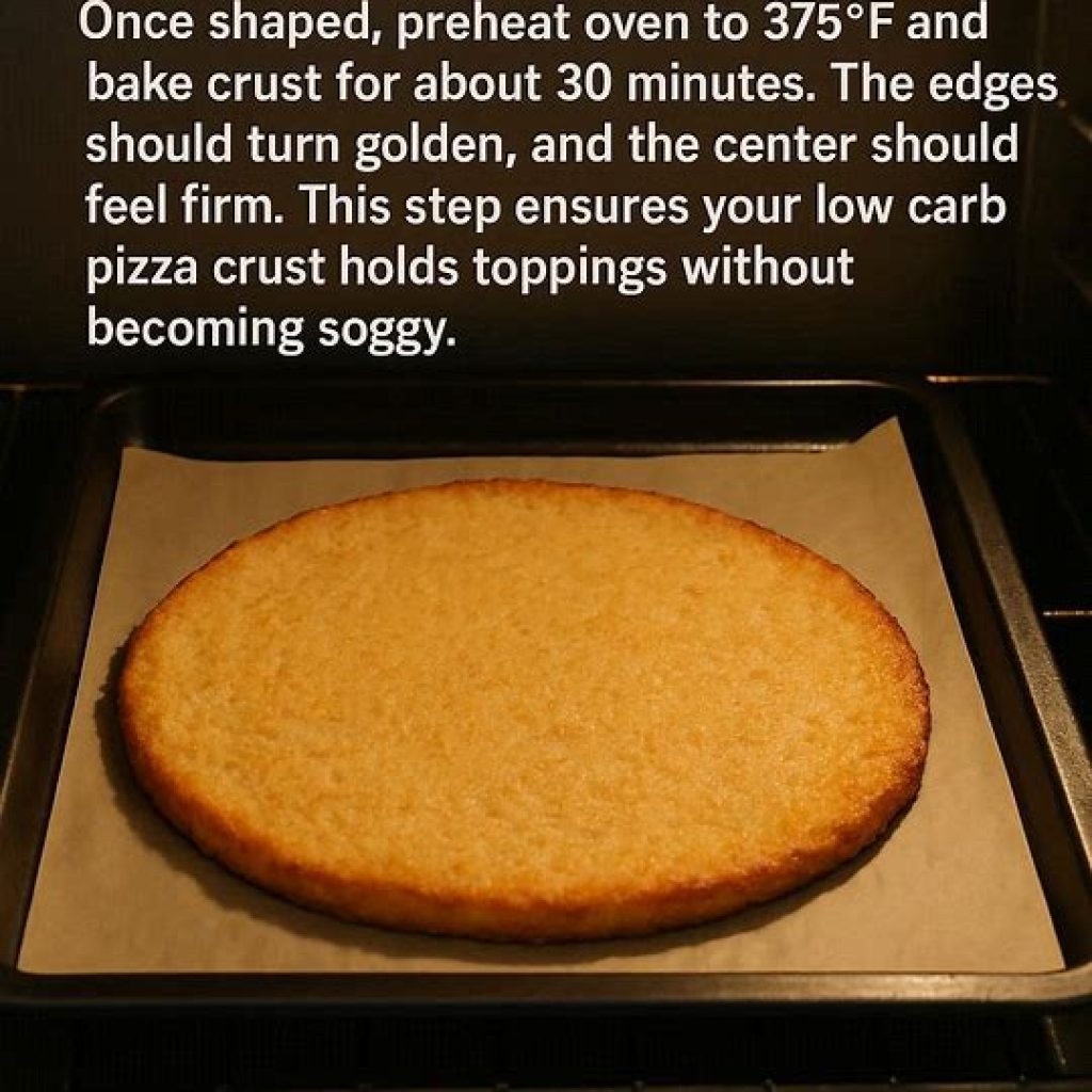 Canned chicken pizza crust baking in oven on parchment paper.