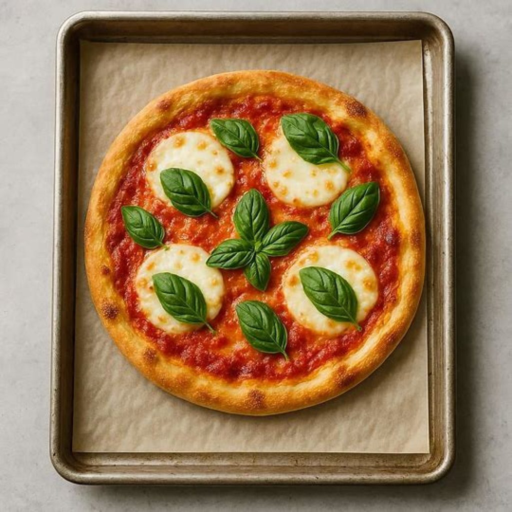 Crispy canned chicken pizza crust tips – well-baked golden brown low carb crust.